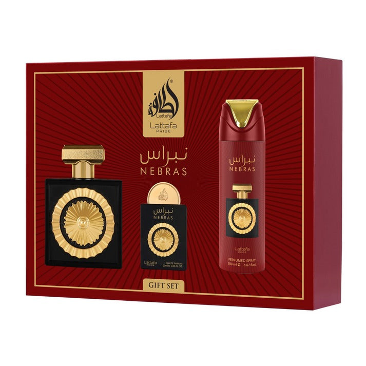 Coffret Nebras de Lattafa – Ensemble parfumé luxueux 4 pièces