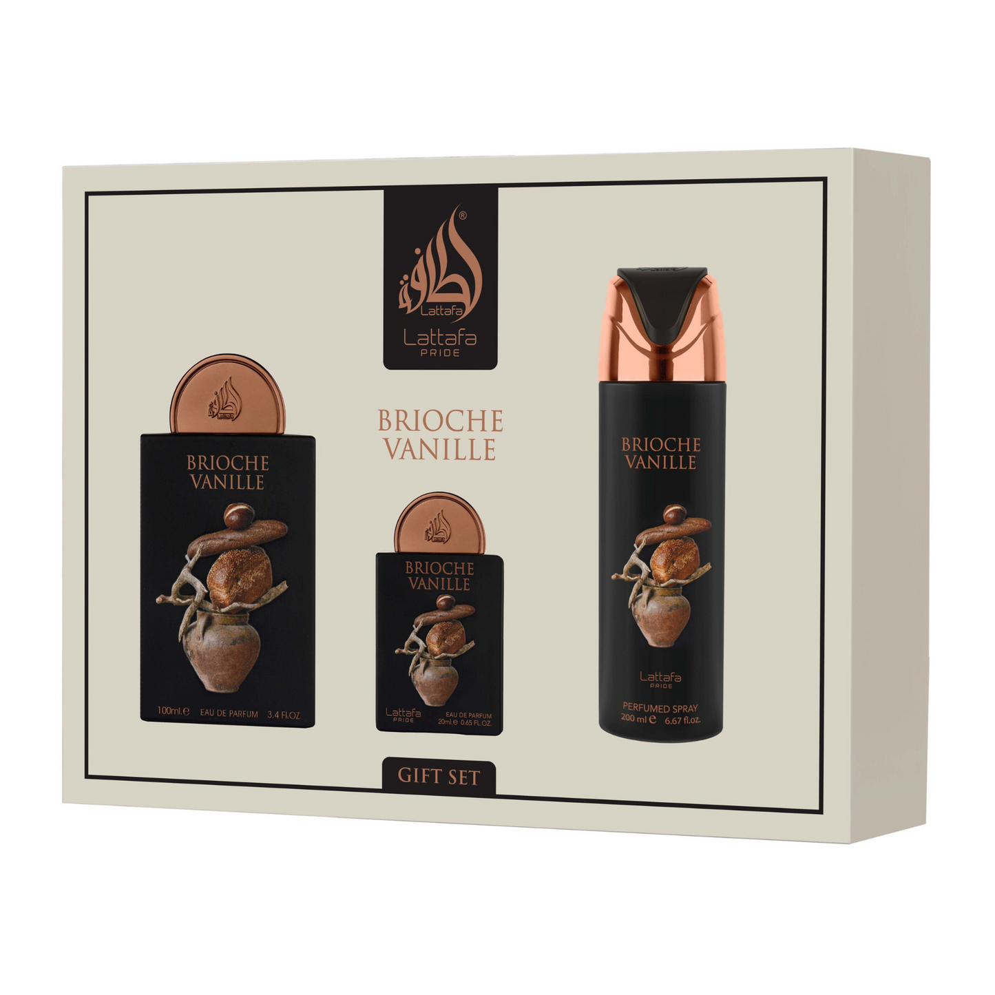 Coffret Brioche Vanille de Lattafa – Ensemble parfumé gourmand 4 pièces