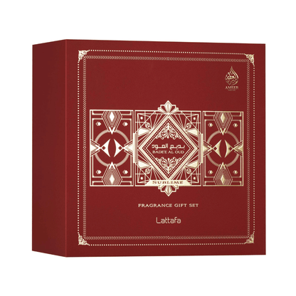 Coffret Lattafa Badee Al Oud Sublime – Eau de Parfum + Format Poche + Brume Capillaire
