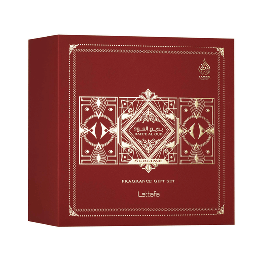 Coffret Lattafa Badee Al Oud Sublime – Eau de Parfum + Format Poche + Brume Capillaire