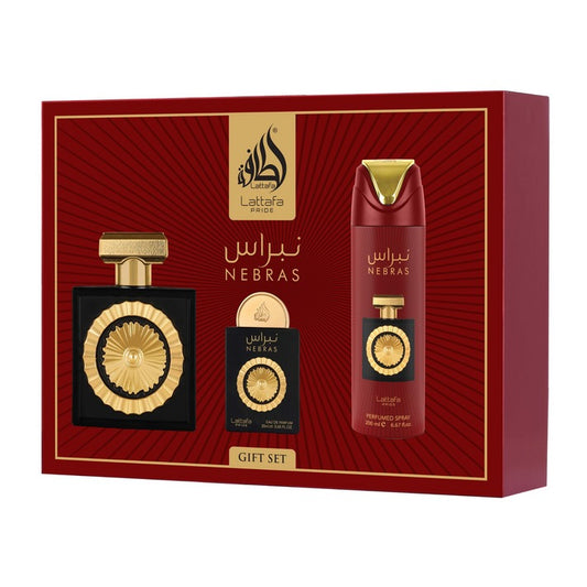 Coffret Nebras de Lattafa – Ensemble parfumé luxueux 4 pièces