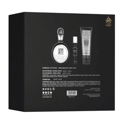 Coffret Fakhar Lattafa – Eau de Parfum + Vaporisateur Voyage + Gel Douche