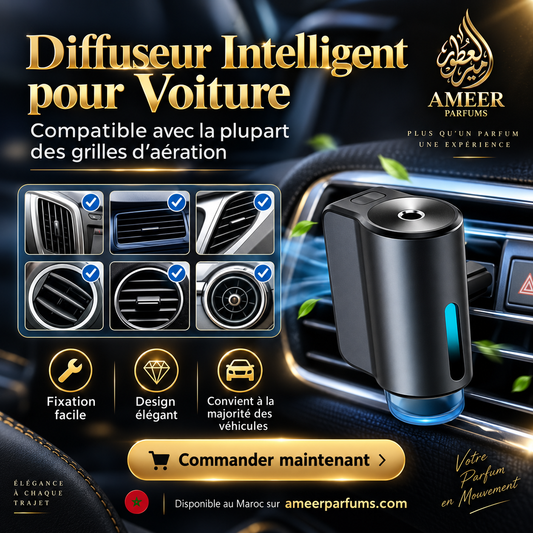 Diffuseur de Parfum Intelligent pour Voiture – 3 Modes + 3 Recharges 10 ml