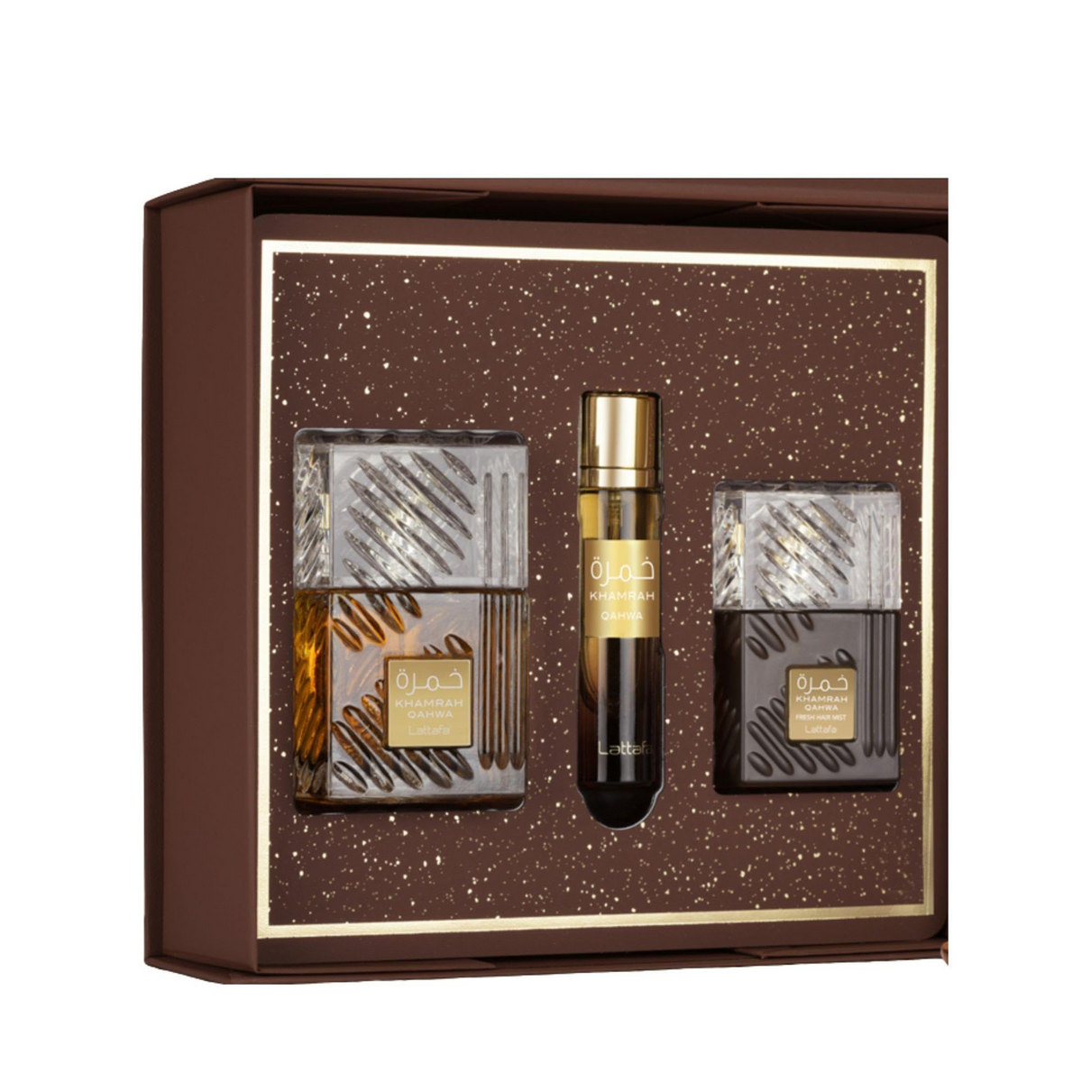 Coffret Khamrah Qahwa – Lattafa Perfumes – Eau de Parfum + Format Poche + Hair Mist